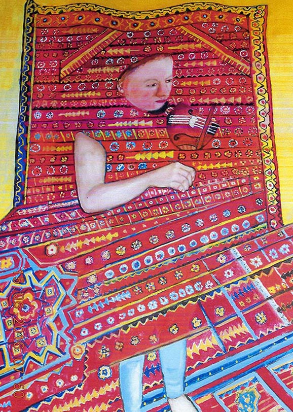 Mädchen mit Geige im Teppich
