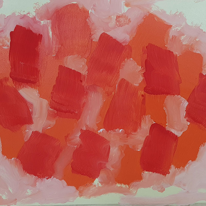 Deckend 50 cm x 60 cm Acrylfarben auf Malpapier – Farbschichten