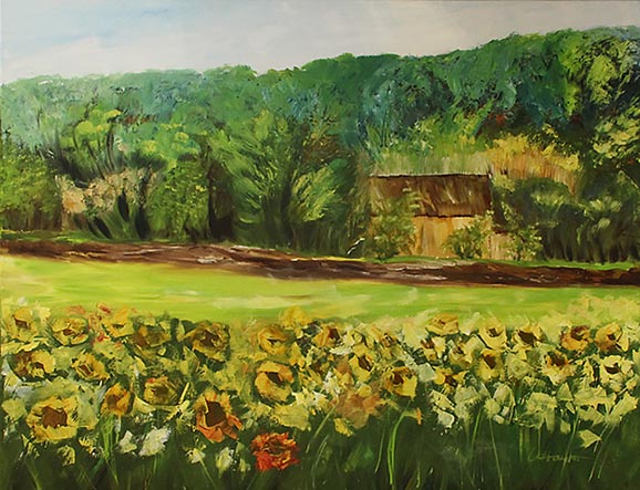 Bunte Landschaft mit Blumen